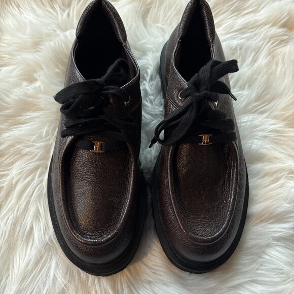 Salvatore Ferragamo Brown Chunky lace-up Oxford Shoes Size 11 - Picture 2 of 10
